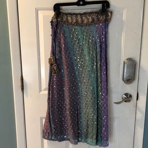 COPY - Vintage BOHO SILK AND SEQUINS LONG FLOWING SKIRT